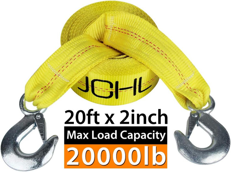 Nylon Tow Strap with Hooks 2”X20’ Car Vehicle Heavy Duty Recovery Rope 20,000 Lb gallery