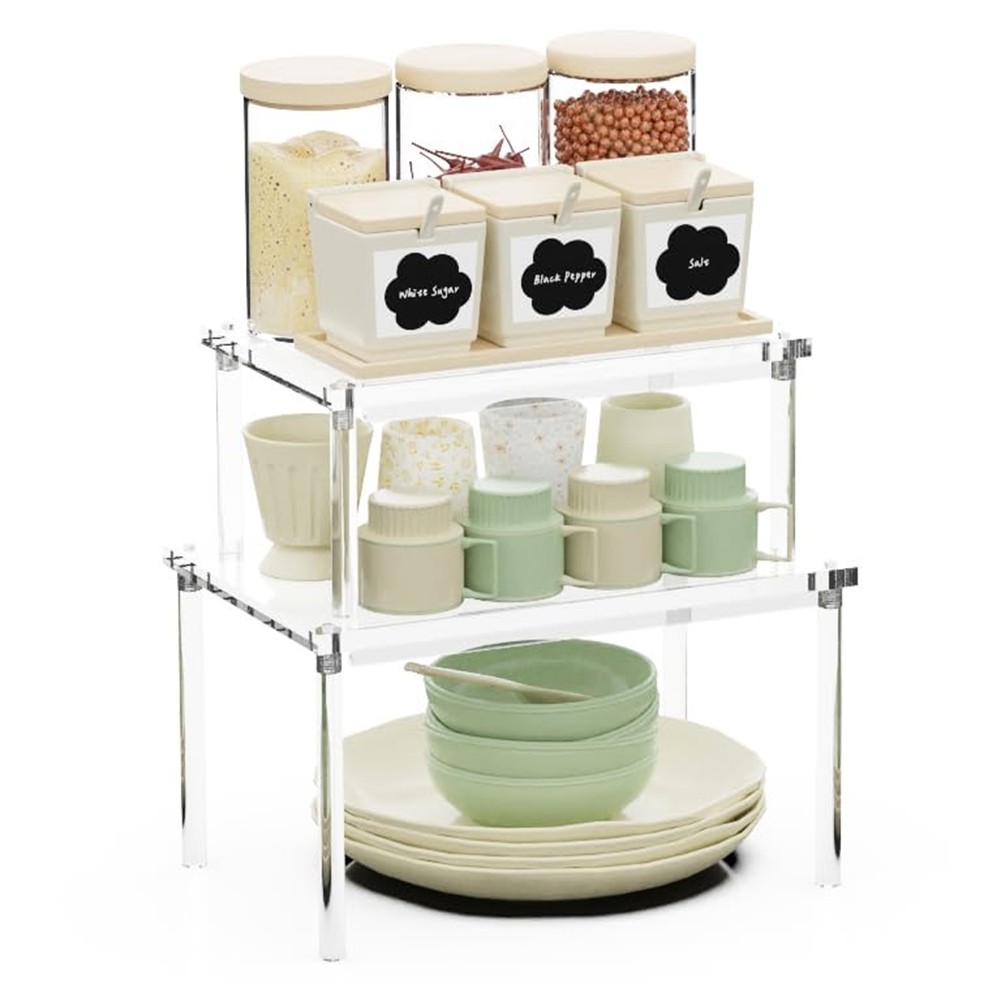 1x (house essentials 2 pack transparent acrylic shelf, spice rack as ges1405 gallery