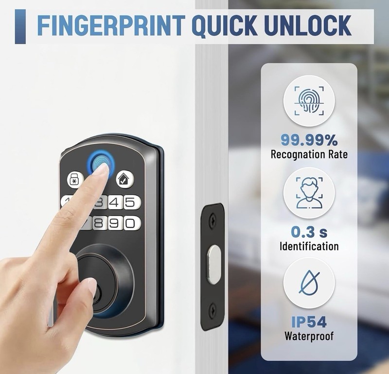 Locsmart fingerprint Door Lock Control Keyless Deadbolt AUTO LOCK gallery