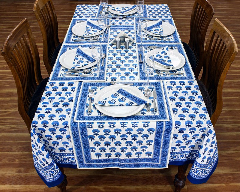 Dining Tablecloth Block Printed Table Cover Rectangle Tablecloth Gift for Dad gallery