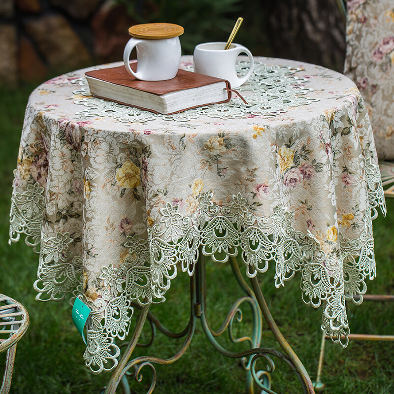 Rustic Lace Tablecloths Rectangle Square Hollow Home Coffee TV Night Table Cover gallery
