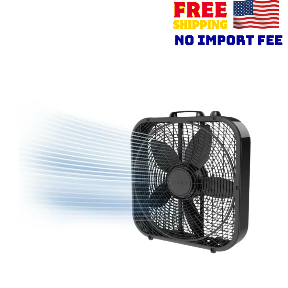 Lasko 20" Cool Colors Box Fan with Weather-Resistant Motor, 3 Speeds, Black gallery