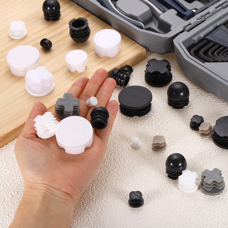 12Pcs 1"(25.4mm) Plastic Hole Plug, Round Tubing End Cap End Inserts, Black gallery