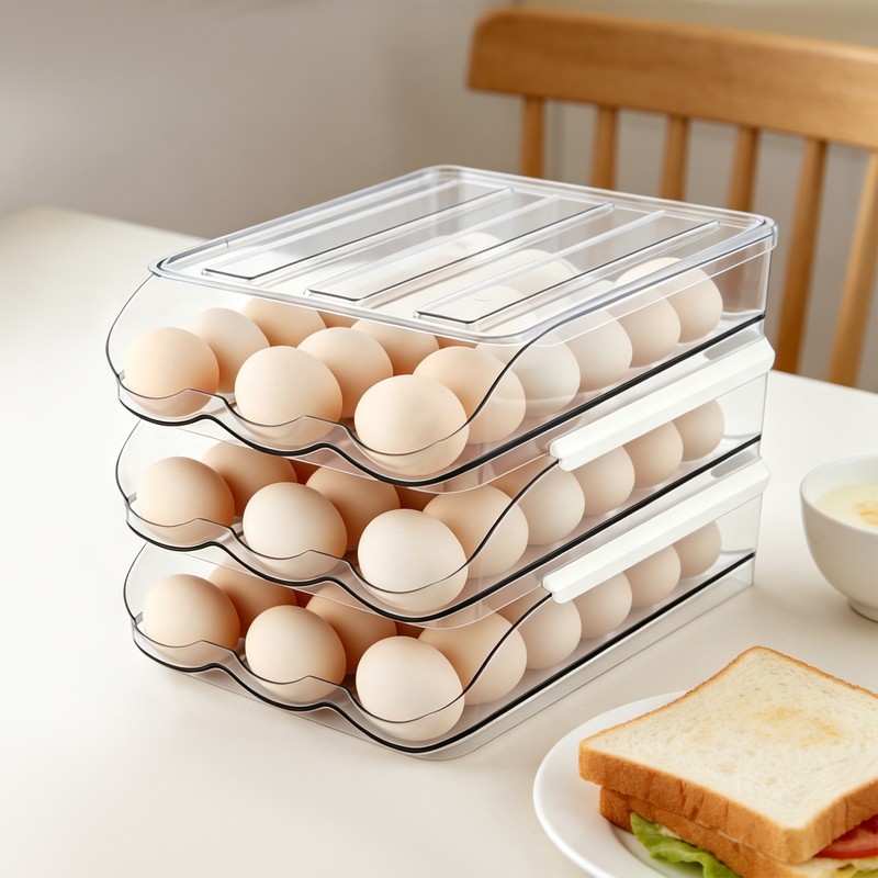Egg Holder for Fridge Automatically Rolling Egg Storage Container Large Capacity gallery