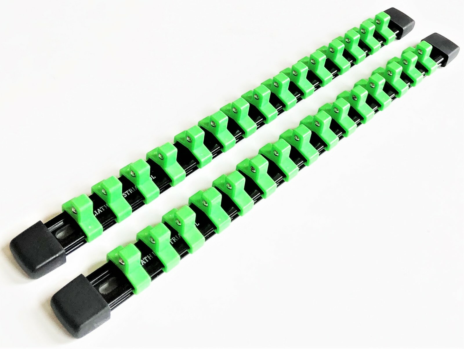 2 GOLIATH INDUSTRIAL 3/8" ABS MOUNTABLE SOCKET RAIL HOLDER ORGANIZER GREEN SH38G gallery