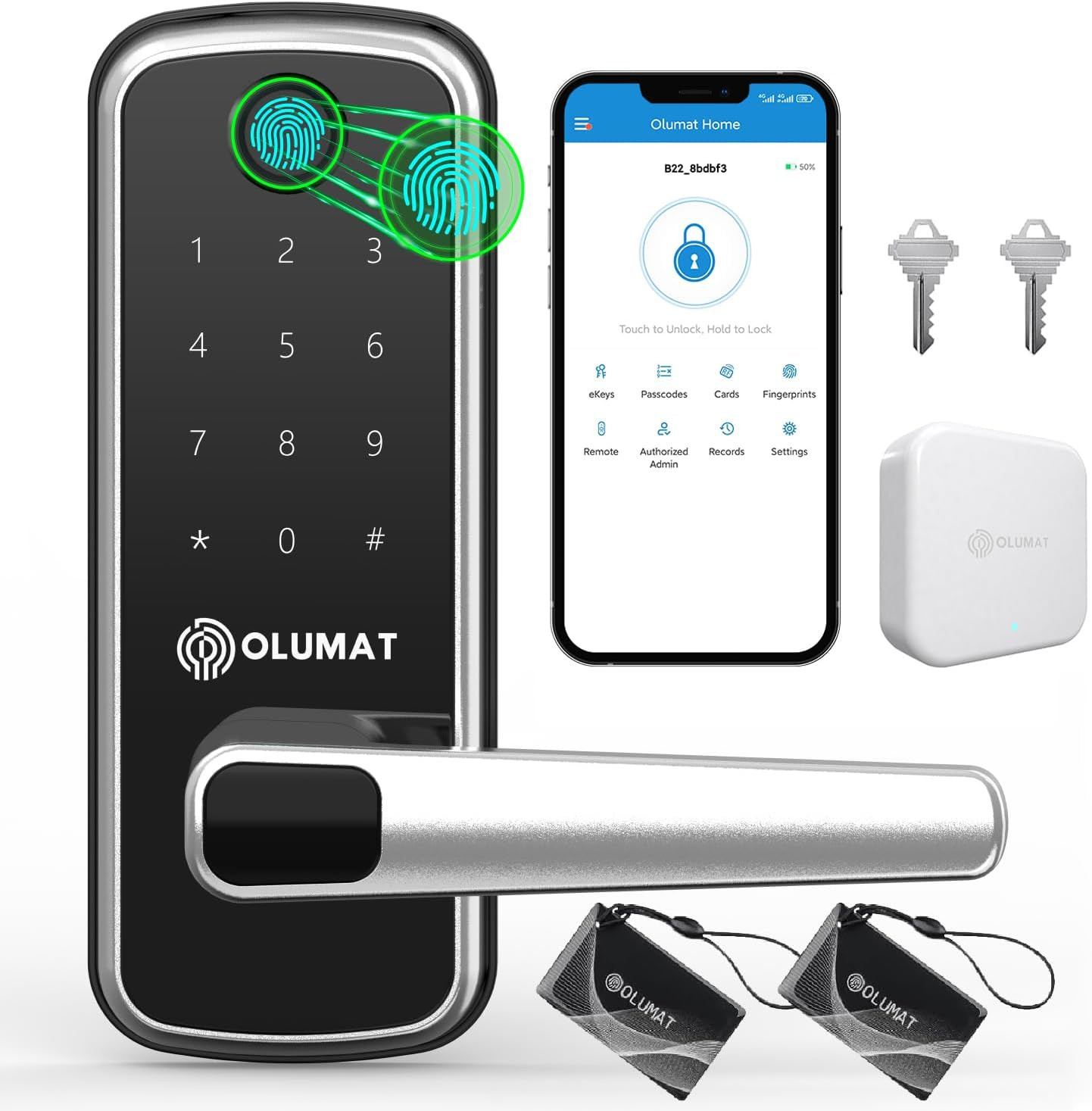 Keyless Smart Door Lock with Handle WiFi Gateway Keypad Fingerprint Entry gallery