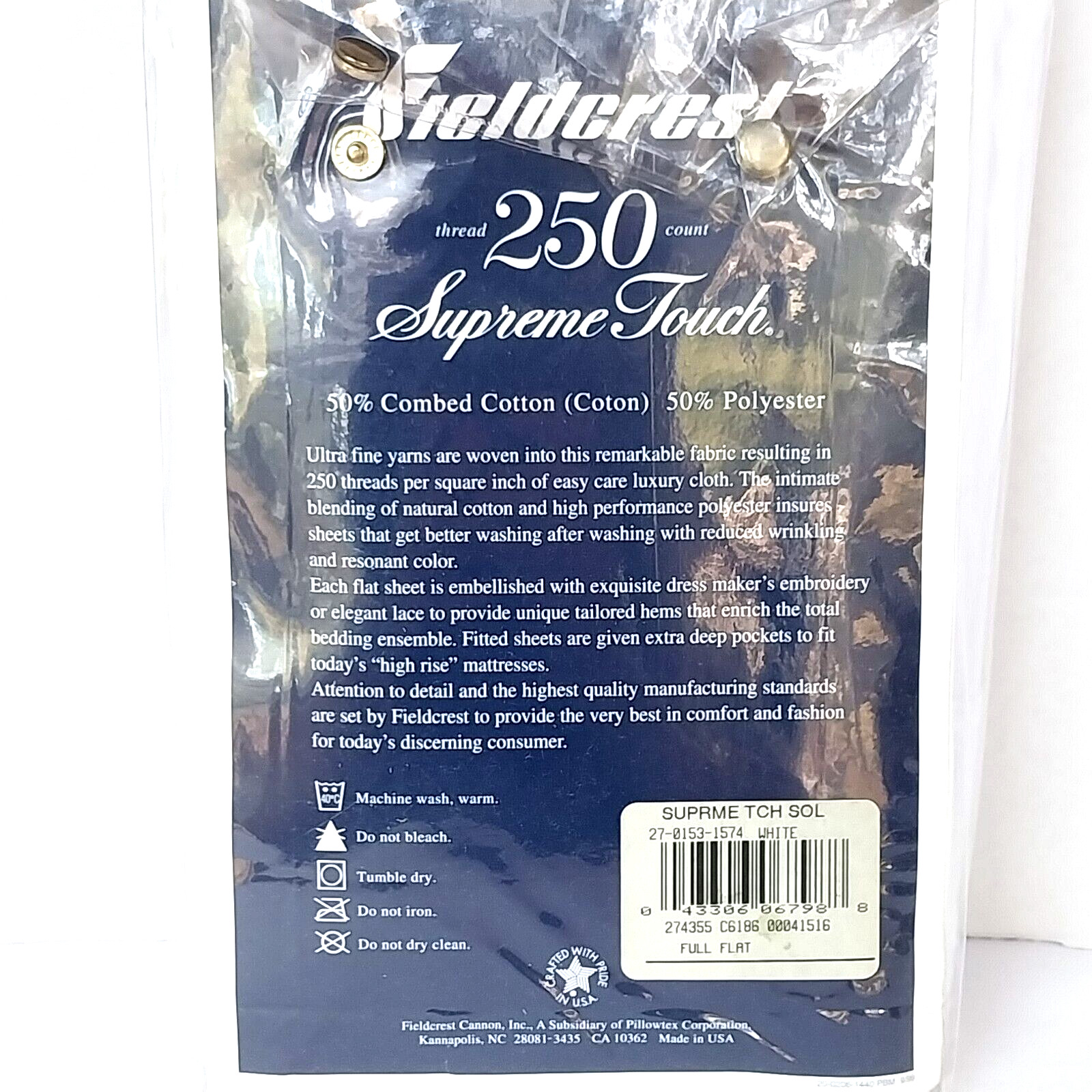 NEW! Fieldcrest Full Flat Sheet Supreme Touch 250 Count 81x96 White gallery