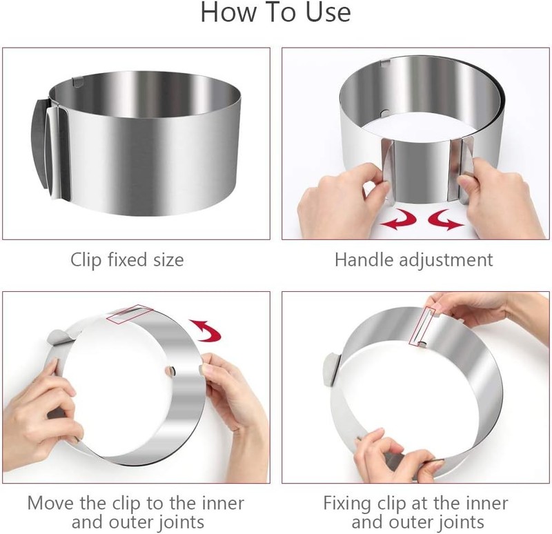 Adjustable Cake Ring Mold 6.25" to 12" – Stainless Steel Bakeware for Layering gallery