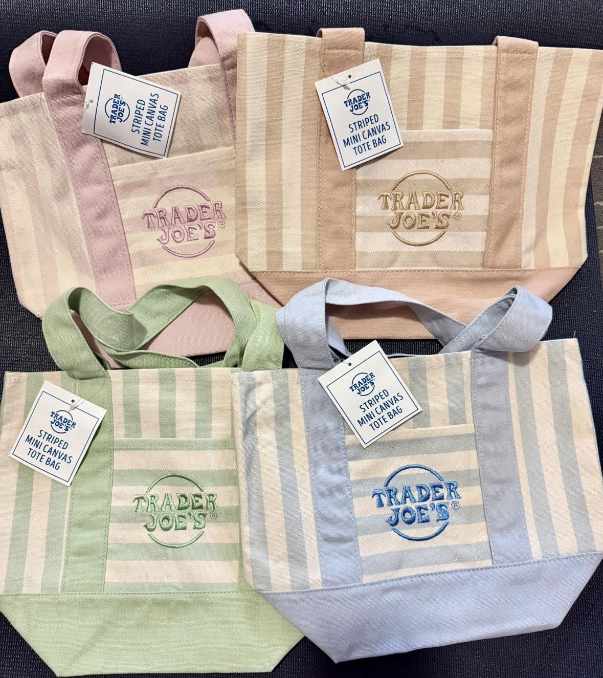 NWT Trader Joe's Striped Canvas Mini Tote Set of 4 Summer 2026 Ships Today !!!! gallery