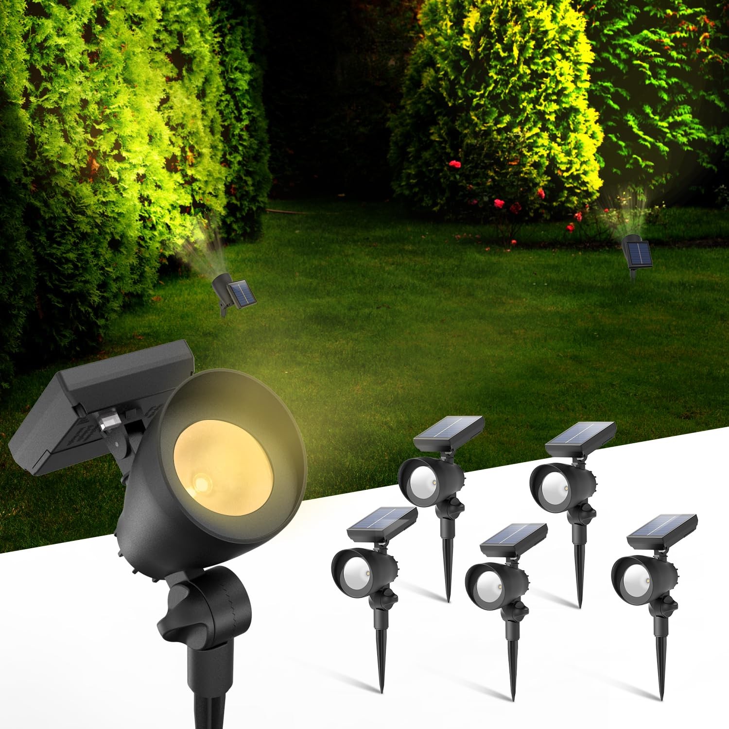 Solar Lights Outdoor, Solar Spot Lights Outdoor, 6 Pack IP44 Waterproof Solar... gallery