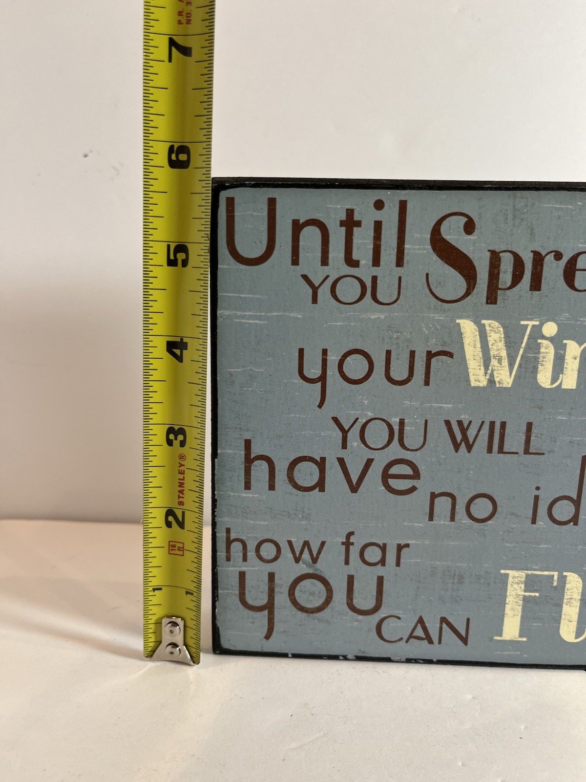 Hobby Lobby Inspirational Quote Plaque, Blue MDF Square 5.7in Distressed Wall gallery