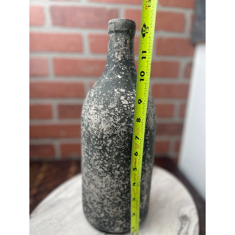 Bottle Vase, Heavy Ceramic Texture, Rustic Farmhouse, Distressed Stone Look gallery