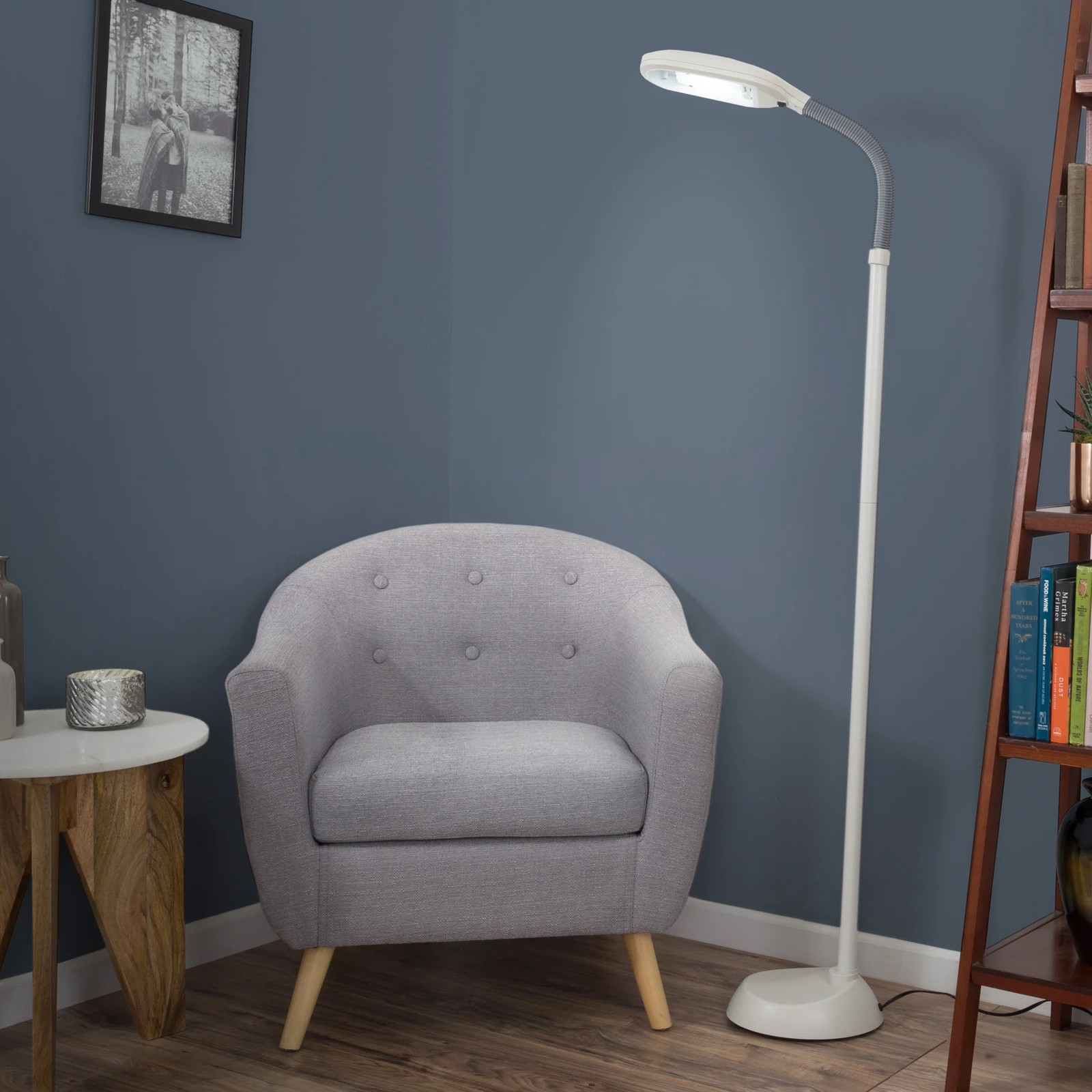 Lavish Home 63 Inch Adjustable Floor Lamp Beige Full Spectrum Reading Light gallery