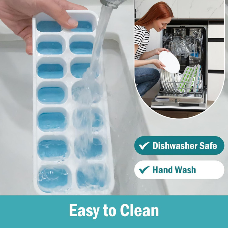 3 Pack Ice Cube Trays w/ Lids Silicone Bottom Easy Release Stackable gallery