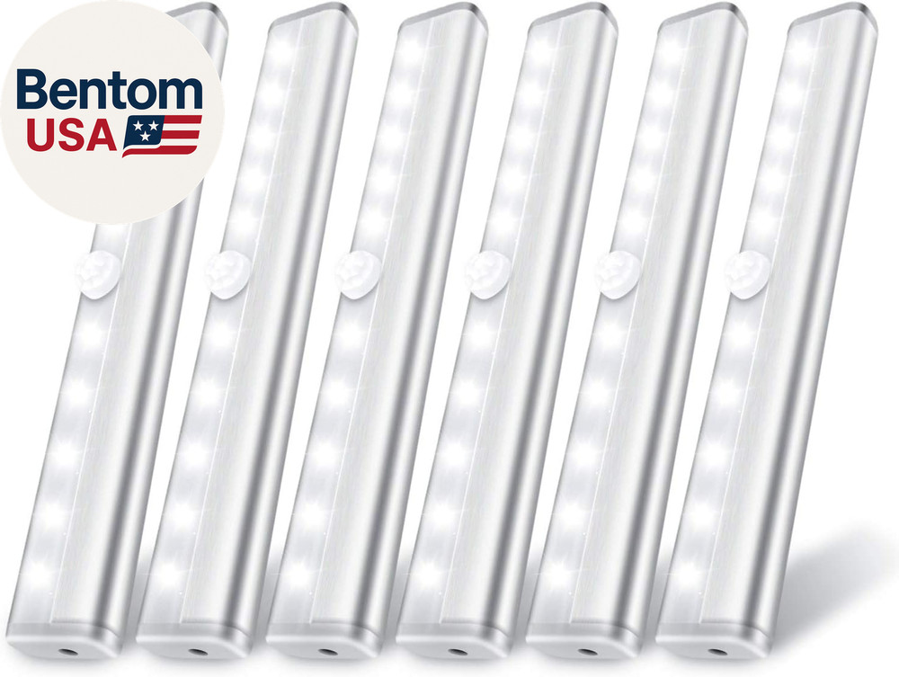 6 Pack Motion Sensor Lights, 10 LED Closet Battery Operated Lights, Stick-On Any