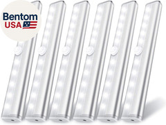 6 Pack Motion Sensor Lights, 10 LED Closet Battery Operated Lights, Stick-On Any
