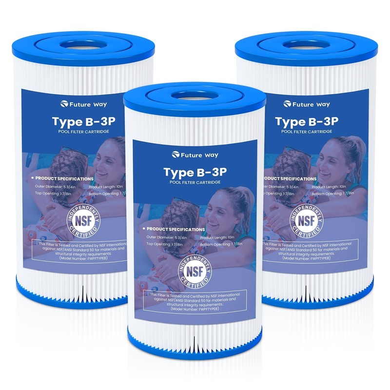3 Pack Type B Pool Filter Cartridge Replacement for Above Ground Pools, Fits Int gallery