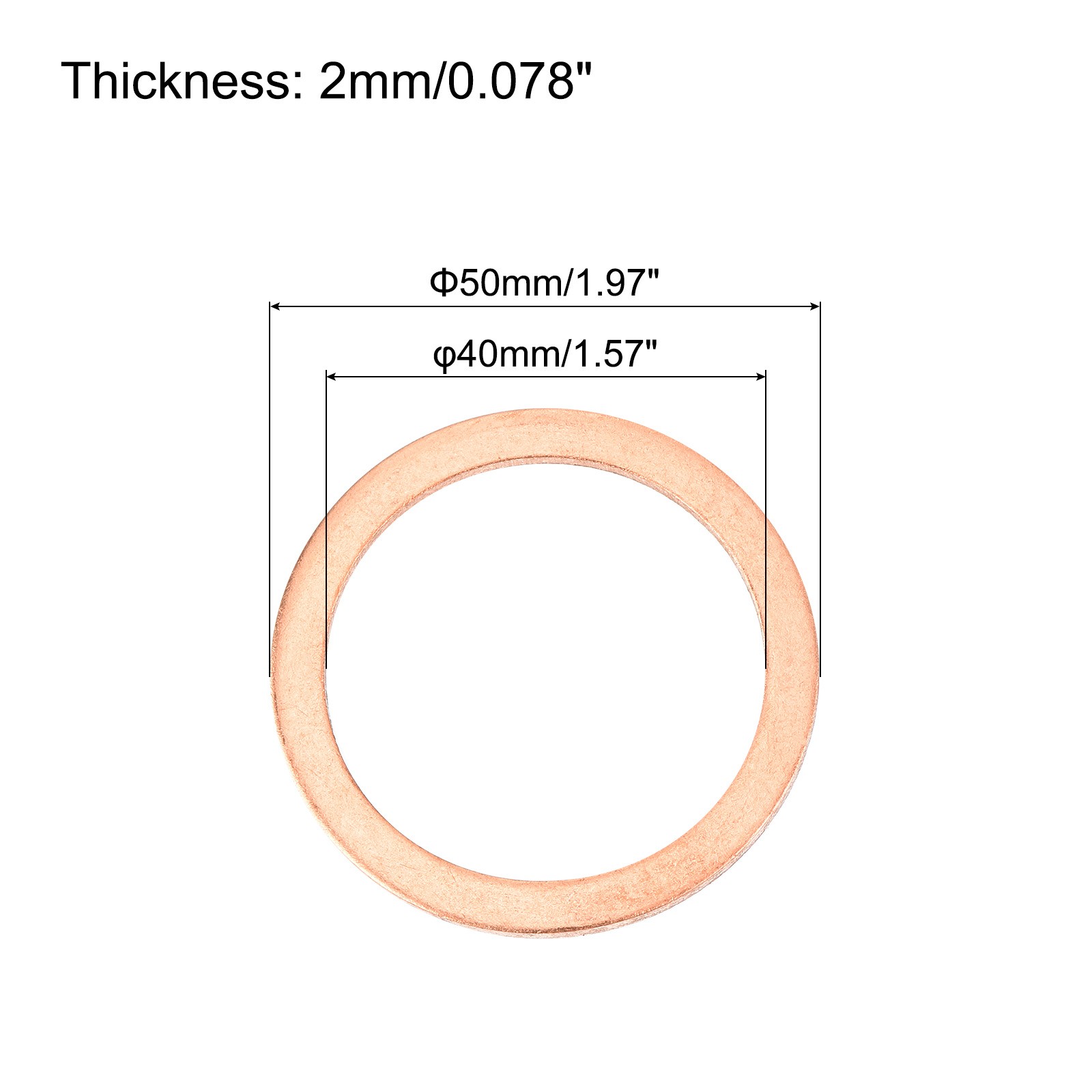 6 Pcs Flat Copper Washers 40x50x2mm Copper Flat Sealing Ring Washer gallery