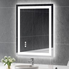 28×36” LED Bathroom Mirror Wall Vanity Mirror Dimmable Anti-fog Tempered Glass