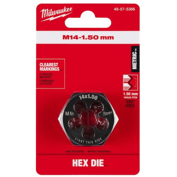 Milwaukee Tool 49-57-5366 Hex Threading Die, M14x1.5, Metric gallery