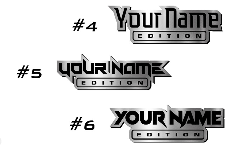 Car badge CUSTOM TEXT "EDITION" Emblem, Car emblem BRUSHED SILVER Text Name Logo gallery