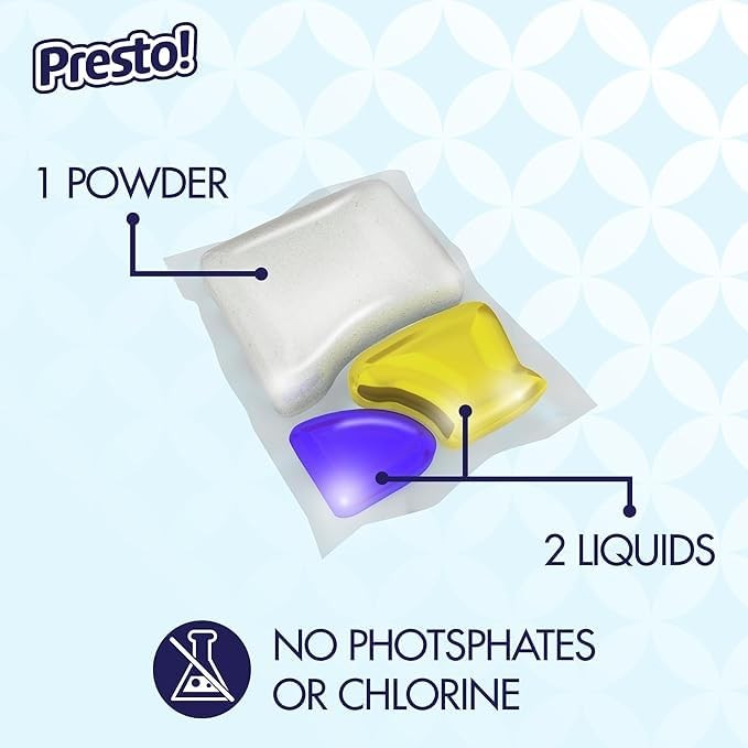 Amazon Brand - Presto! Triple Action Dishwasher Pacs, Lemon Scent, 90 Count gallery