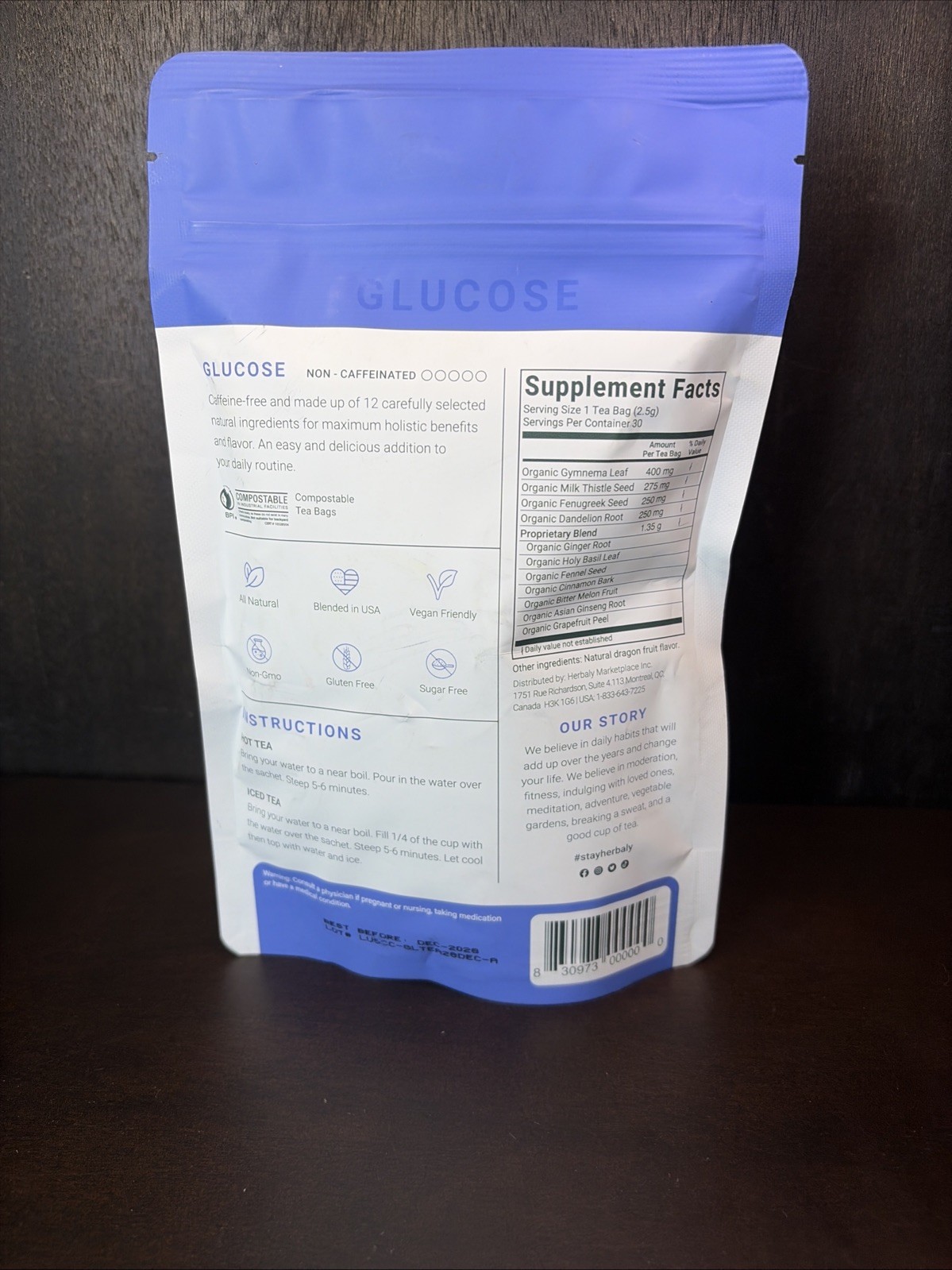 EXP:12/28 HERBALY Glucose Functional Tea Organic Blood Sugar Wellness gallery