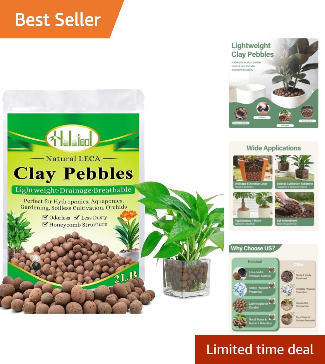 2 LB Expanded Clay Pebbles for Plants 4mm-16mm Clay Balls 100% Organic Hydrot... gallery