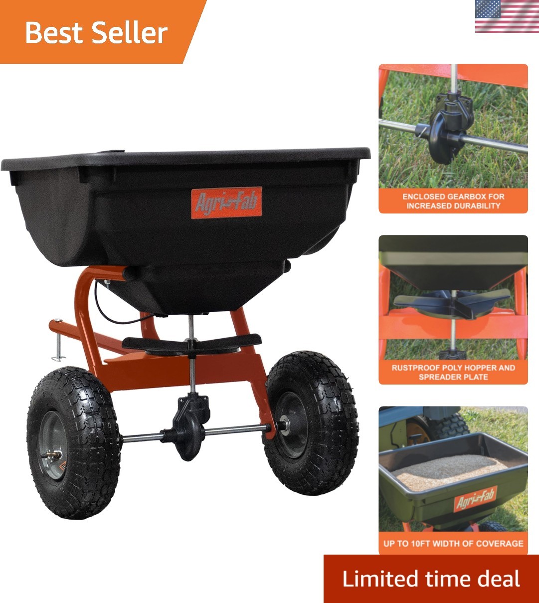 Versatile 85 lb. Tow Spreader with Cable Control – Perfect for Lawn Maintenance gallery