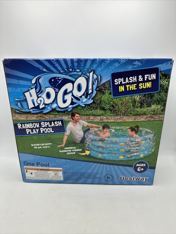 Inflatable Rainbow Splash Play Pool 59"x59"x21" *118 Gallons H2O GO! NEW IN BOX gallery