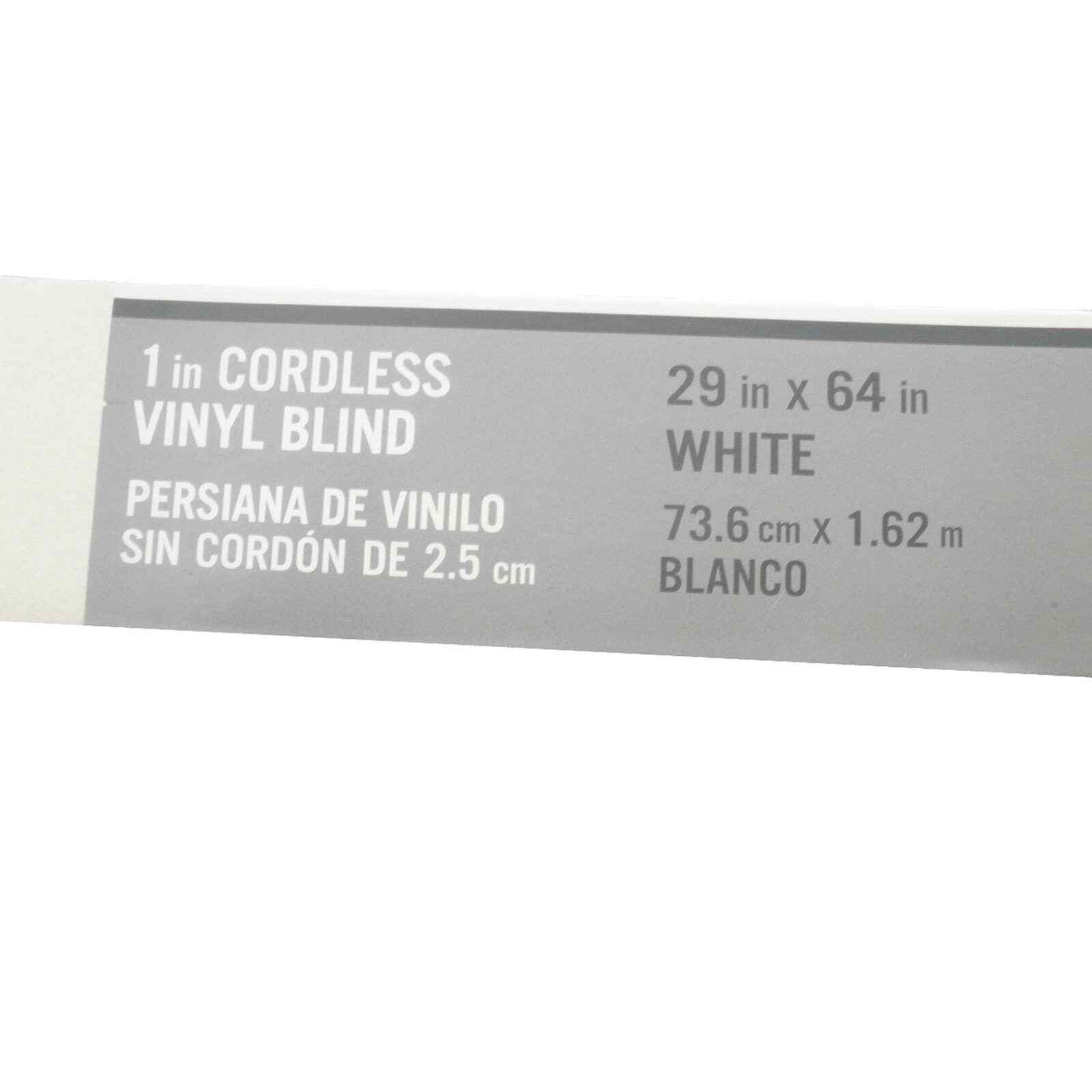 White Cordless Light Filtering 1 in. Slats Vinyl Mini Blind - 29"W x 64"L gallery
