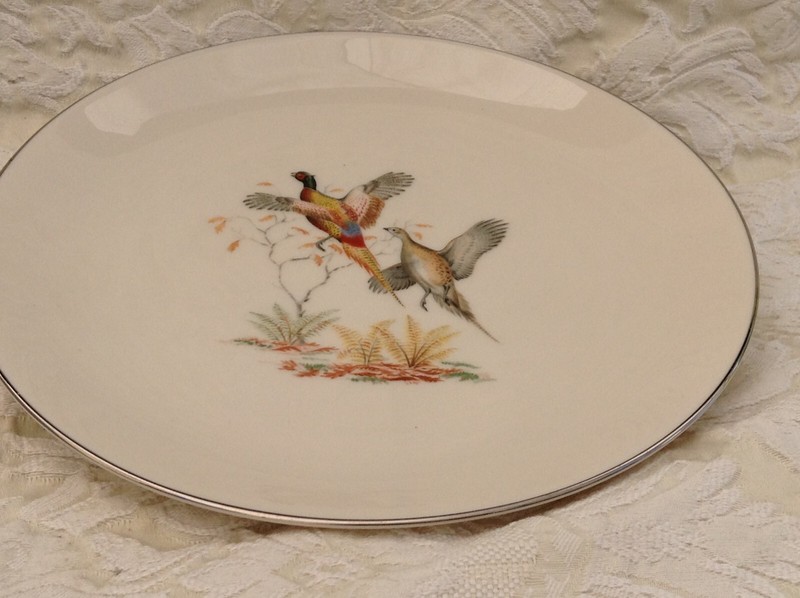 ROYAL DEVON GAME BIRD SERIES DINNER PLATES, 10.5", SILVER TRIM, (4) gallery