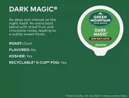 Green Mountain Dark Magic Coffee, Dark Roast, 96 count. Free Shipping gallery