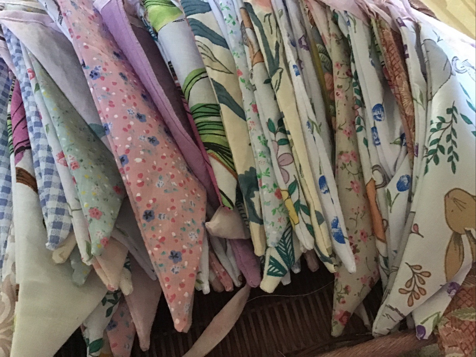 Handmade Double Sided Bunting 125 Flags Apx 25m - Mixed Blue, Pink, Green Floral gallery