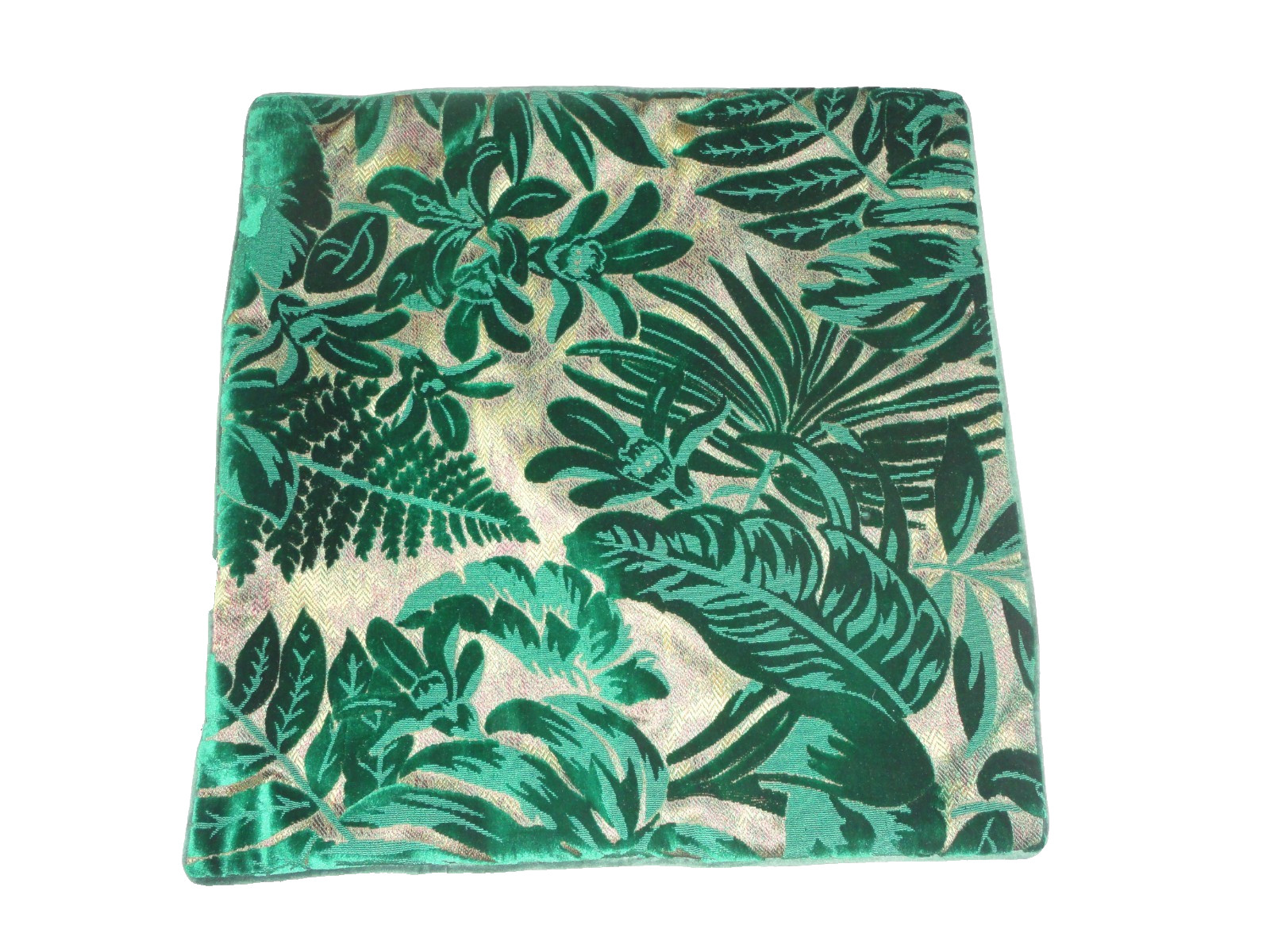 ALERFA EMERALD Green LEAVES BURNOUT VELVET (2) THROW PILLOW COVERS 18X18 gallery