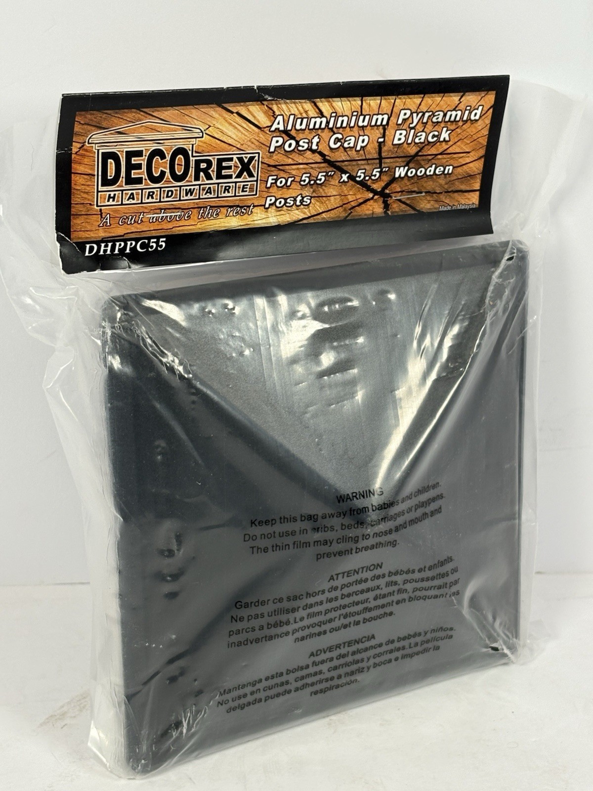 DecoRex Heavy Duty ALuminum Pyramid Post Cap For Woods Black DHPPC55 gallery