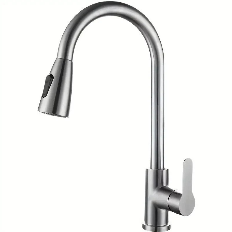 Commercial Kitchen Sink Faucet Brushed Nickel Single Handle Pull Down Sprayer gallery