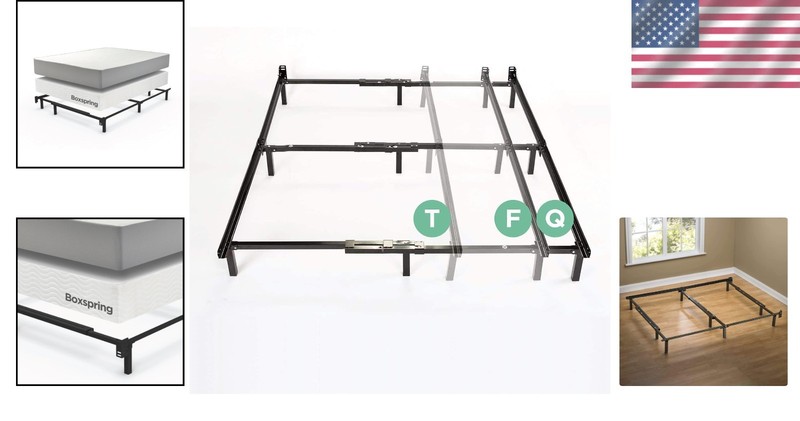 Metal Bed Frame Adjustable Support for Box Spring Mattress Twin Full Queen Black gallery