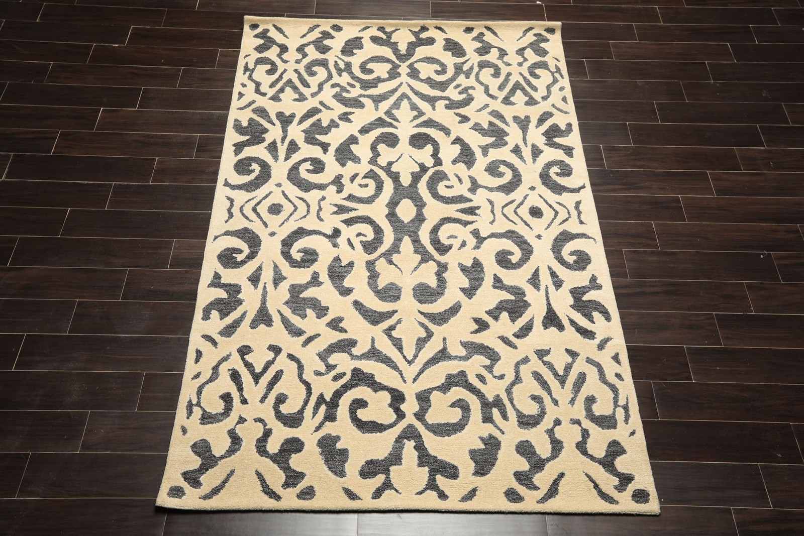 5x8 Hand Tufted Wool Ivory Handmade Transitional Plush Pile Loop n Cut Pile Rug gallery