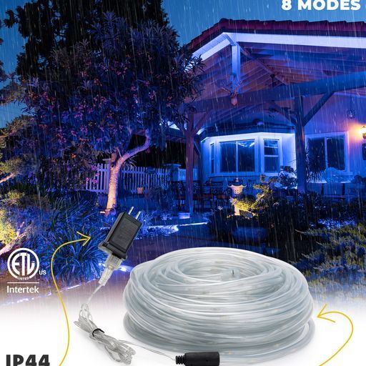 Blue 8-Mode LED Outdoor Waterproof Rope Light 10' 20' 25' 50' 100' 150' ft gallery