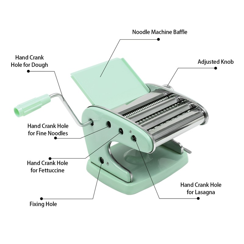 Manual Pasta Maker Machine with Adjustable Thickness Noodle Roller and Cutter gallery