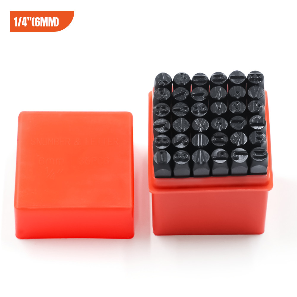 1/4" 36pcs Letter & Number Stamping Kit Metal Punch Set for Wood Leather 6mm US gallery