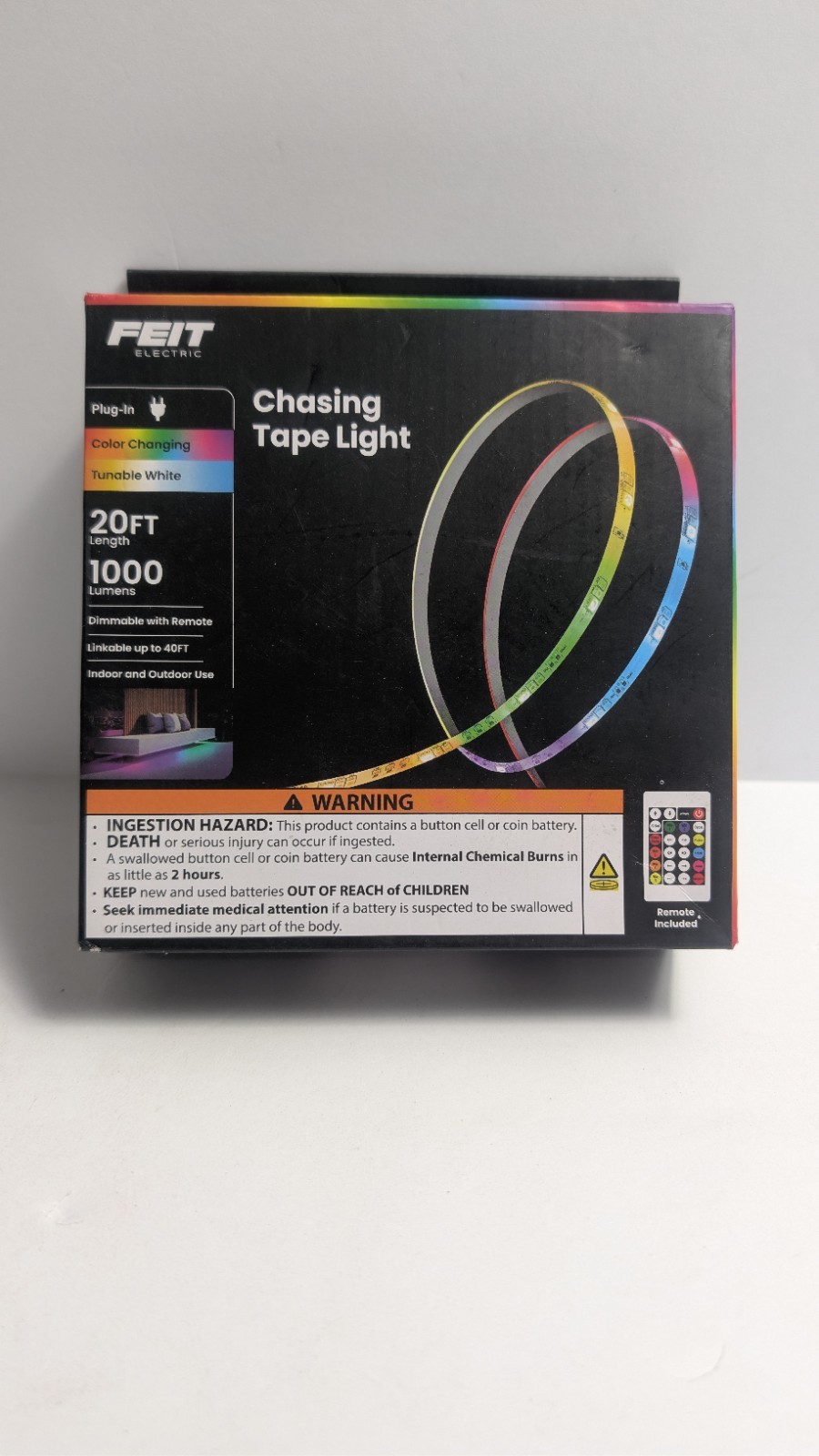 Feit Electric Chasing LED Tape Light 20FT Color Changing Tunable White + Remote gallery