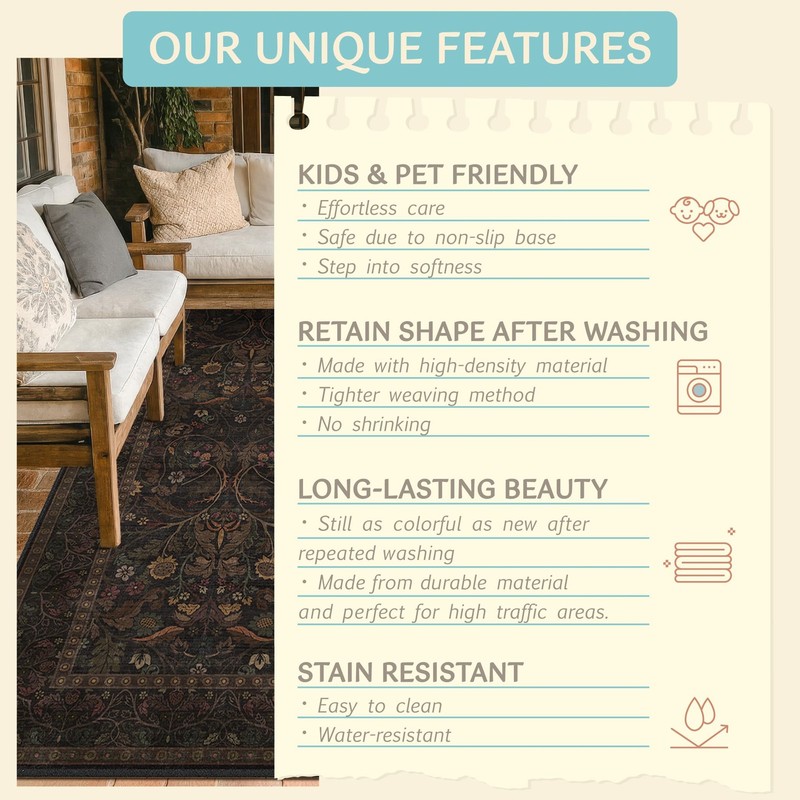Dark Brown 2x3 Washable Entry Rug, Throw Small 2' x 3' (Rectangular), gallery