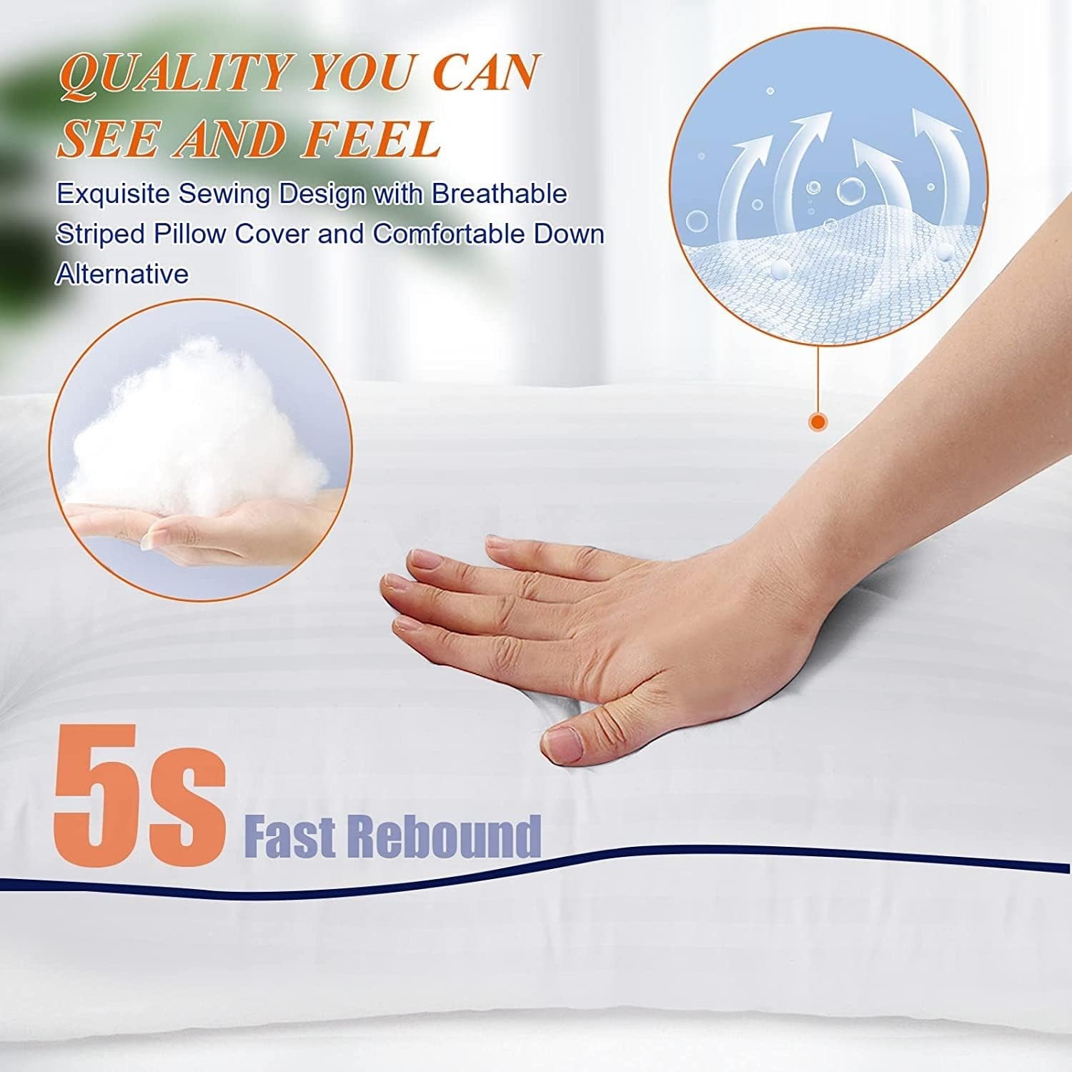 Bed Pillows for Sleeping, King Size Set of 4 (Pack 4), White gallery
