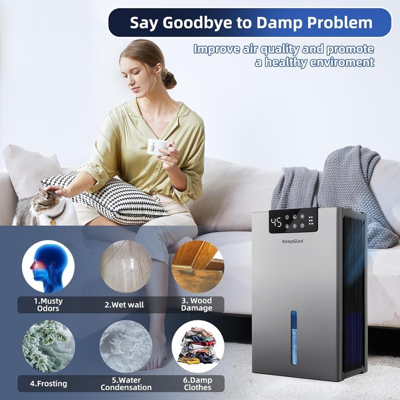 KeepGlad Dehumidifier 98OZ Dehumidifiers for Home 1000sq.ft Humidity Display gallery