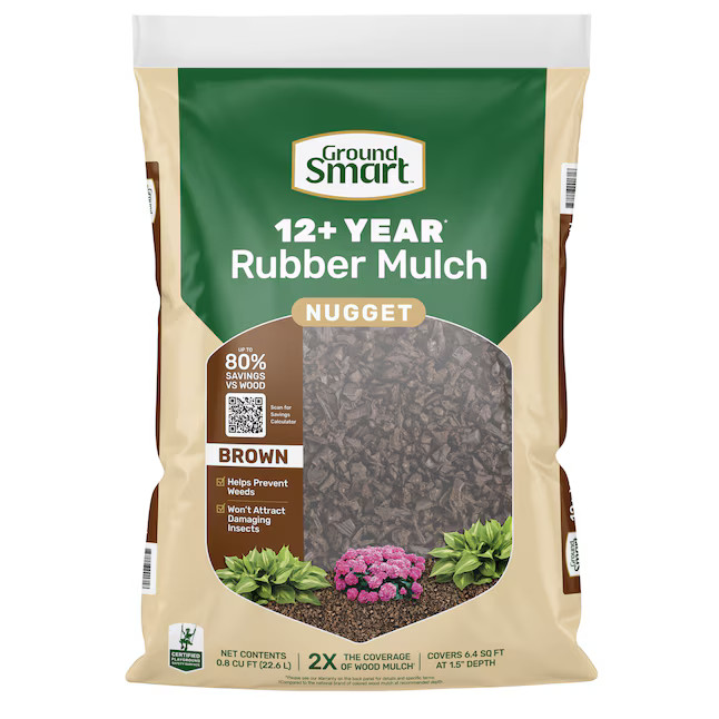 GroundSmart 0.8 Cu. Ft. Brown Recycled Nugget Rubber Mulch GSNG08BN72 gallery