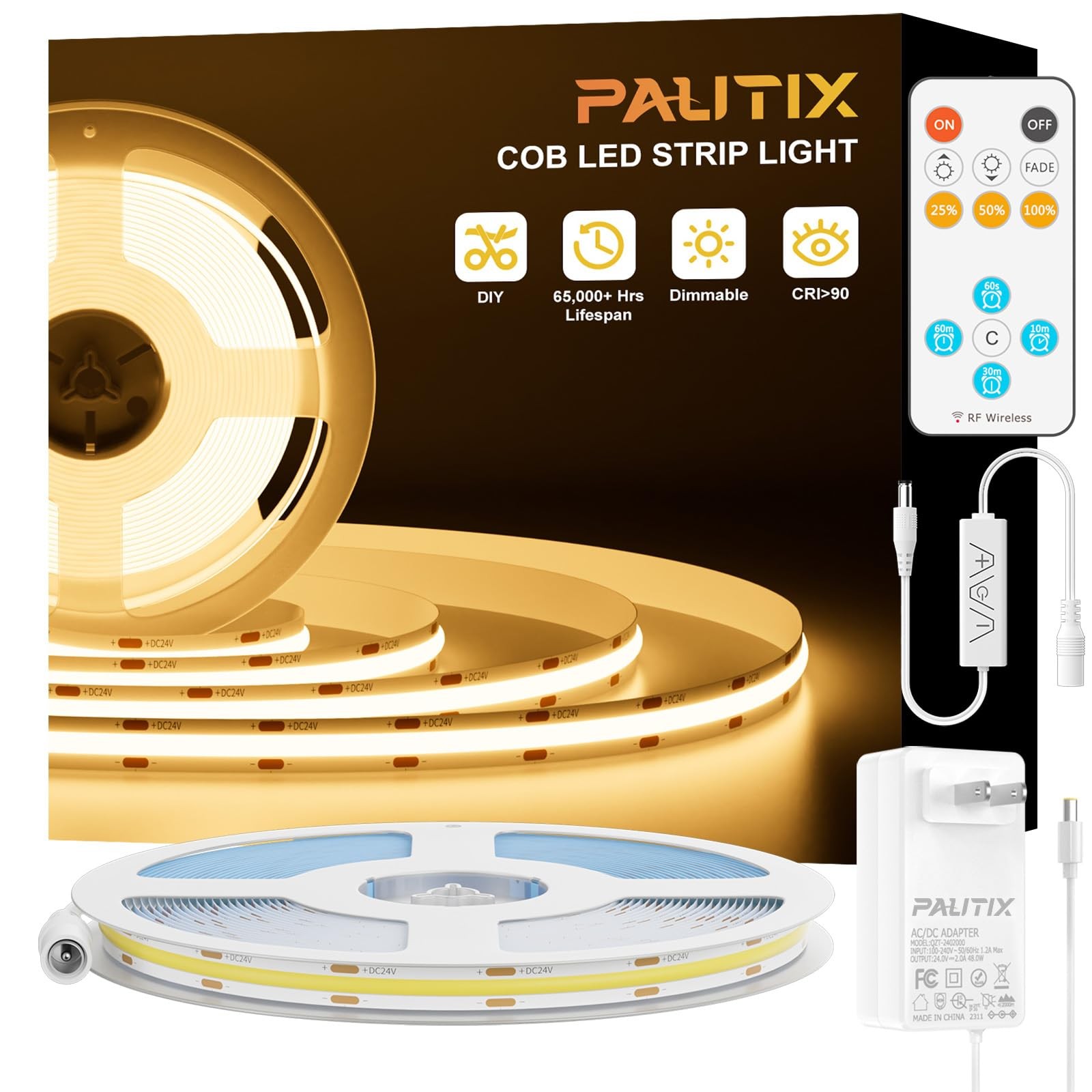 COB LED Strip Light,LED Lights 16.4ft,UL Listed Warm White 2700K Dotless Stri... gallery