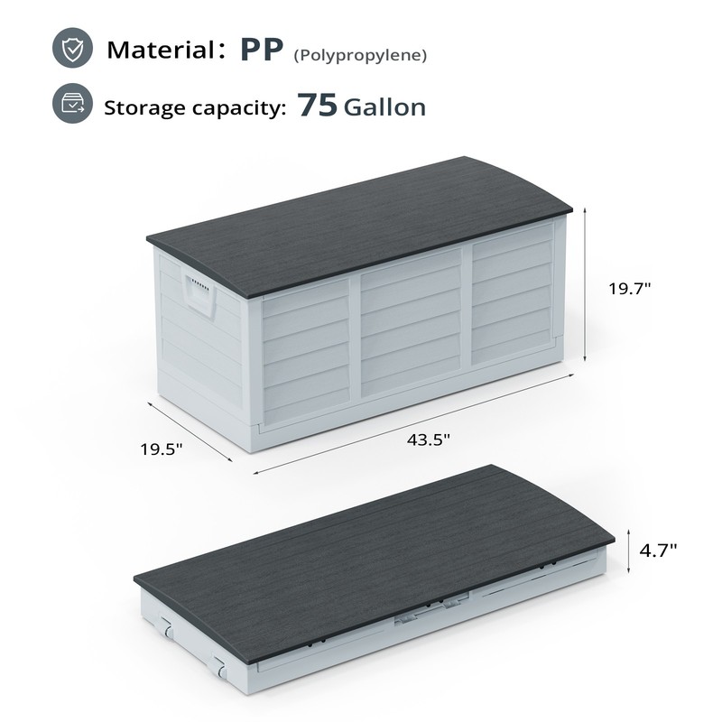 Outdoor Foldable 75 GAL Fast Installation 8 min Garden Storage Box with 2 Wheels gallery