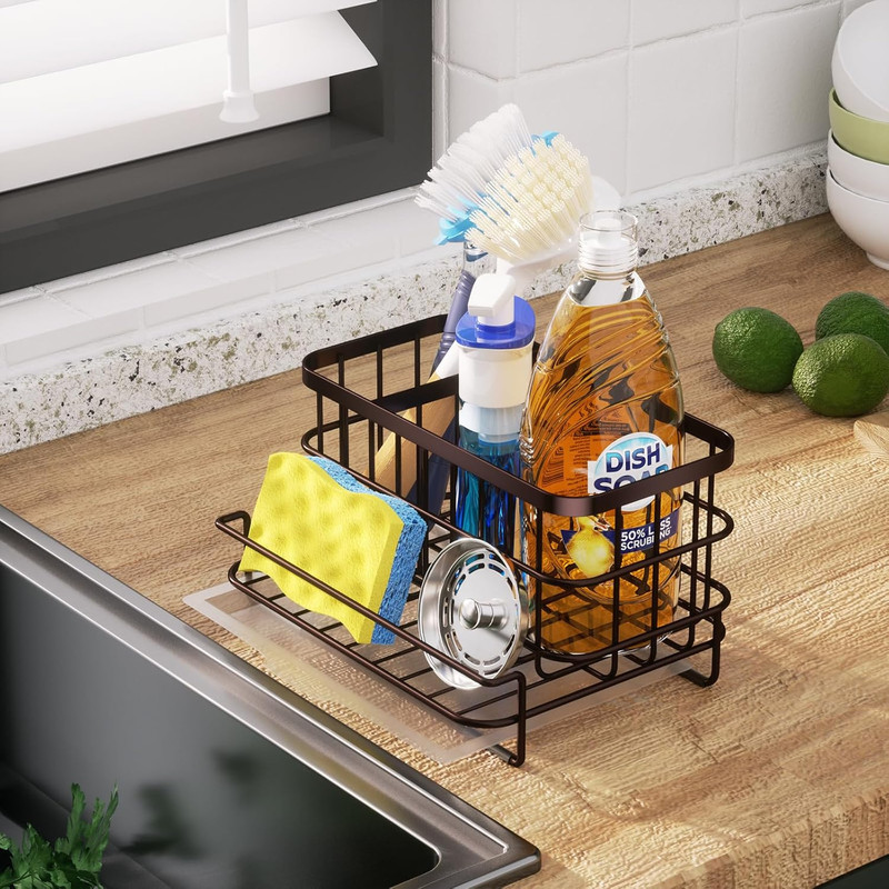 Multifunctional Kitchen Sink Caddy with Removable Drain Tray, Quick Draining Rus gallery
